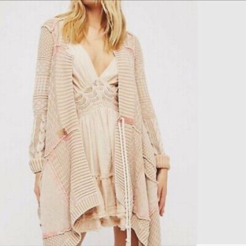 Free People Beige and Blush Cardigan
